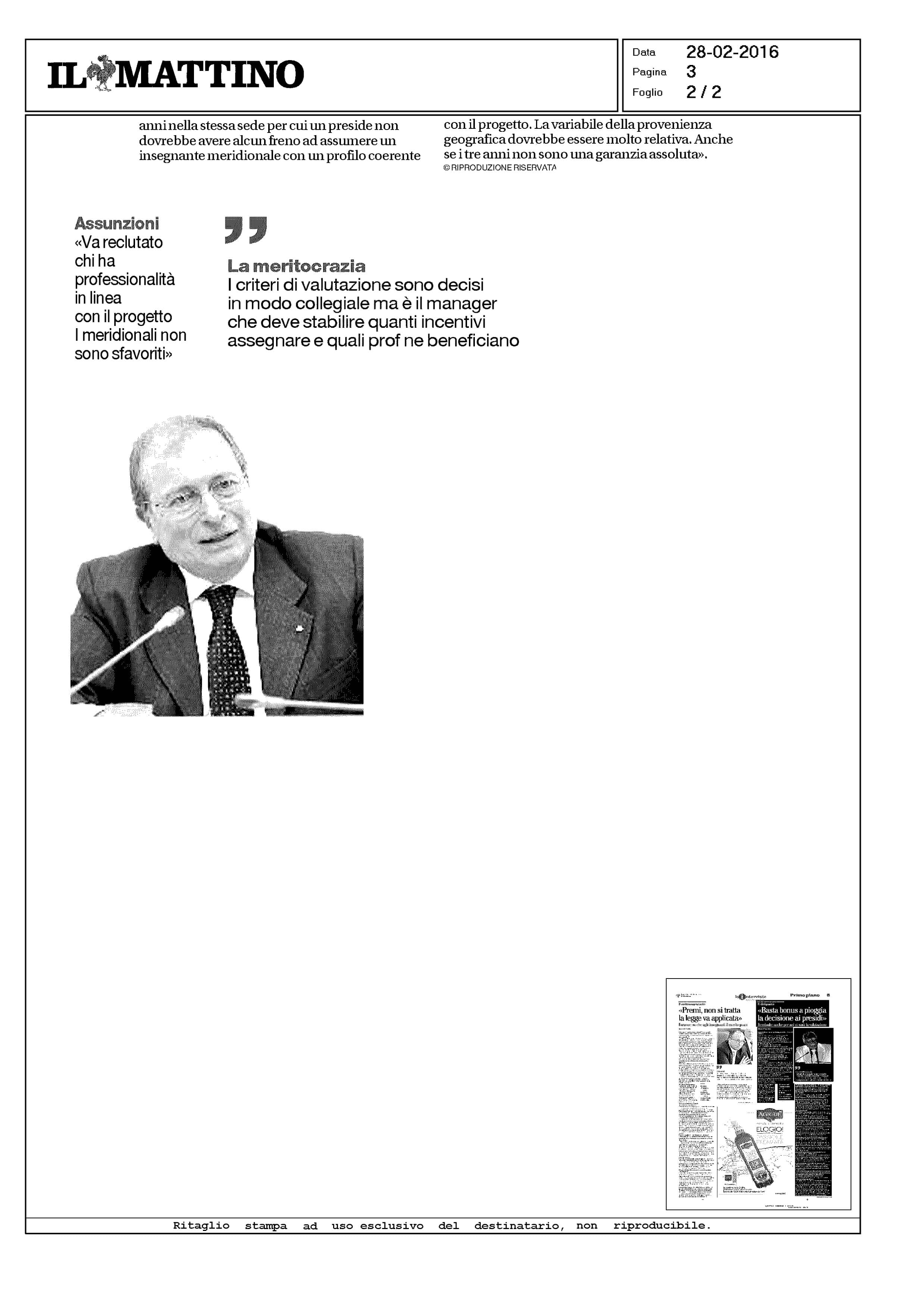 Intervista a Rembado Il Mattino 28 febbraio 2016, pag.2